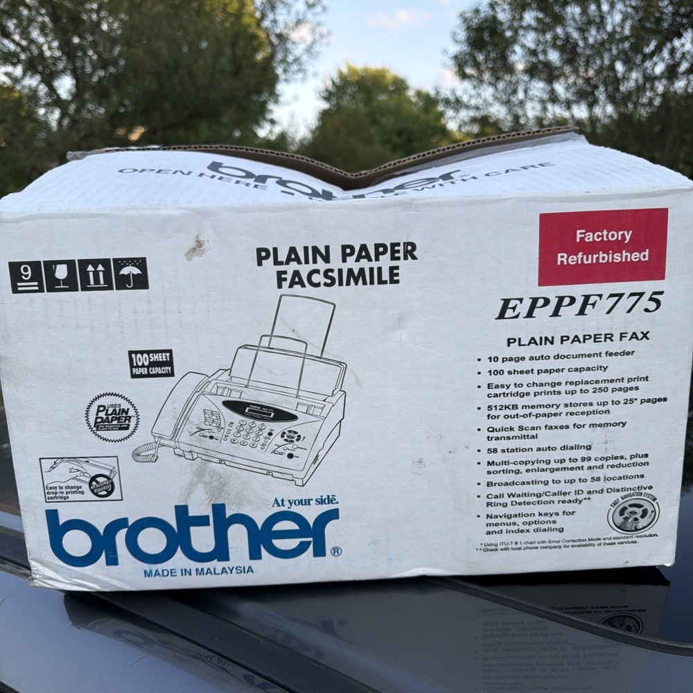 Brother Plain Paper Fax Machine Facsimile EPPF775 In Box Factory Refreshed